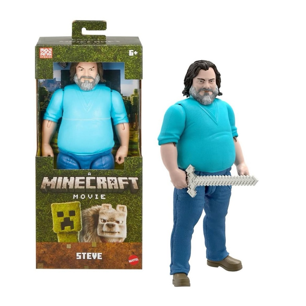 Minecraft movie STEVE jack black action figure